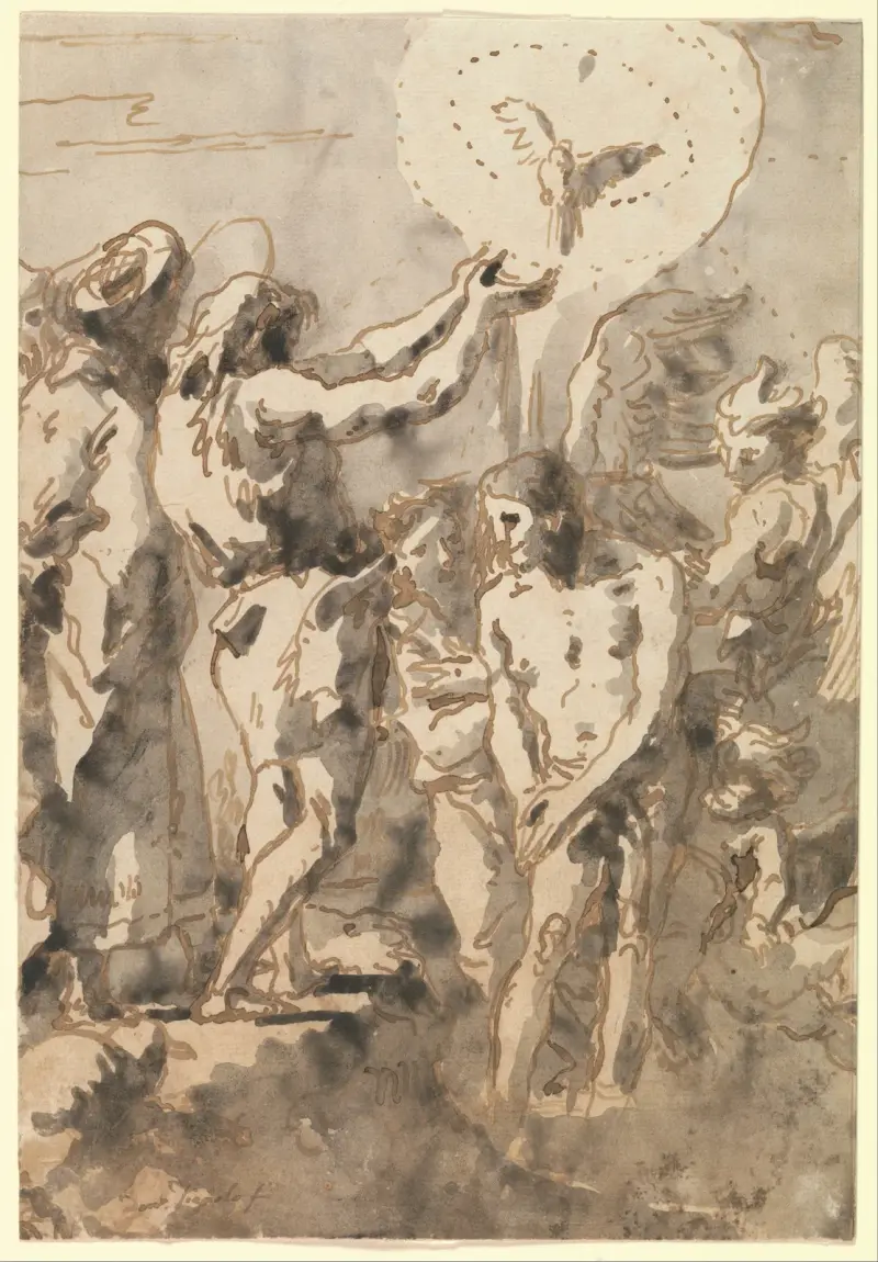 Kristi dop (med Johannes, utan kors, i profil till höger) av Giovanni Domenico Tiepolo