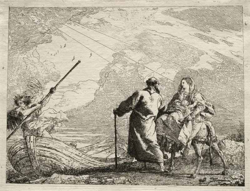 Die heilige Familie am Flussufer, 1750 – Nr. 1 von Giovanni Domenico Tiepolo
