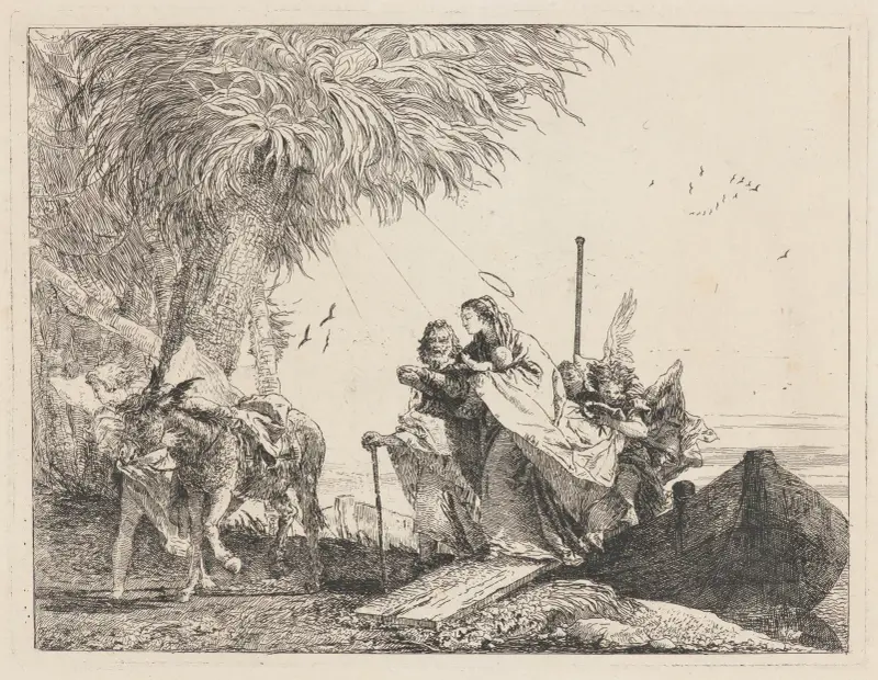 Den heliga familjen går i land av Giovanni Domenico Tiepolo