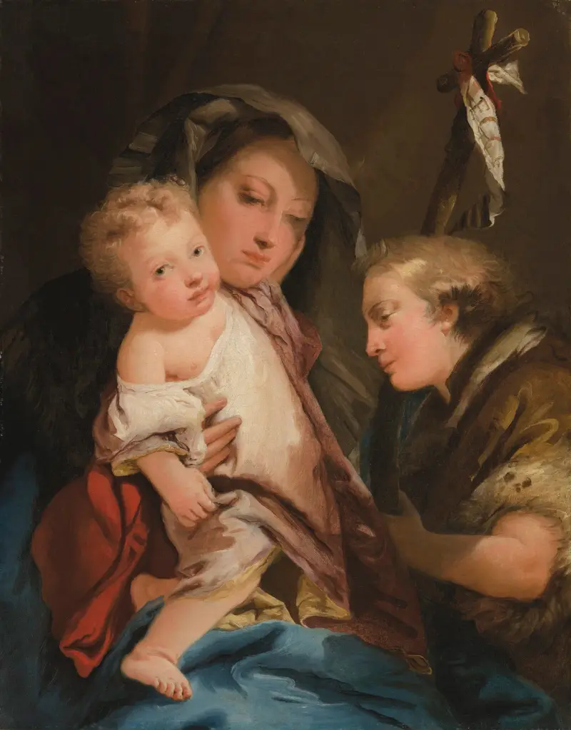 Madonnan och barnet med den lille Johannes Döparen av Giovanni Domenico Tiepolo