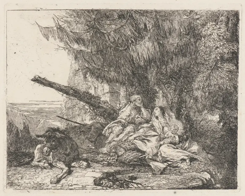 The Rest on the Flight av Giovanni Domenico Tiepolo