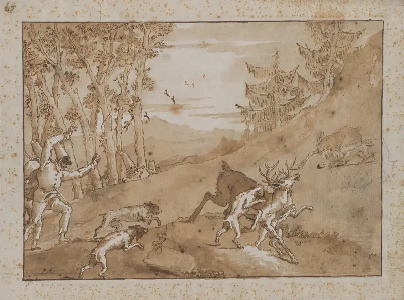 Jakten på hjorten av Giovanni Domenico Tiepolo
