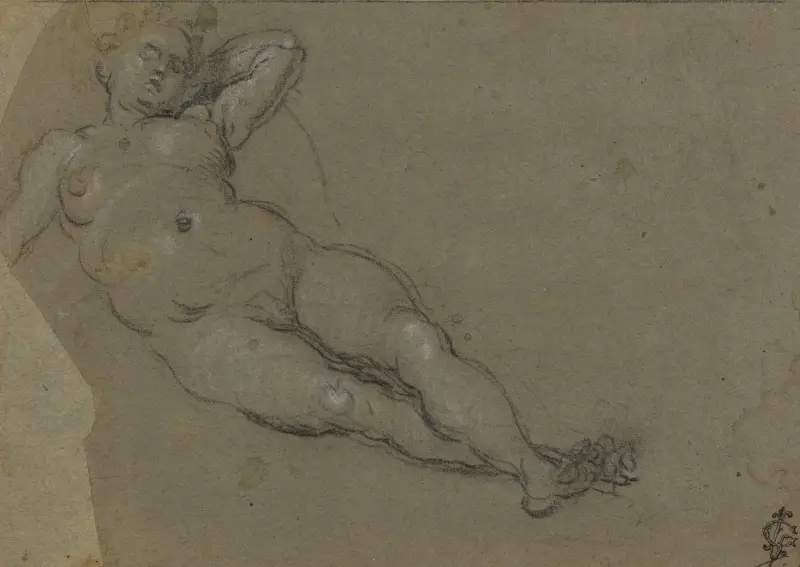 Reclining Female Nude – nr 4 av Domenico Tintoretto