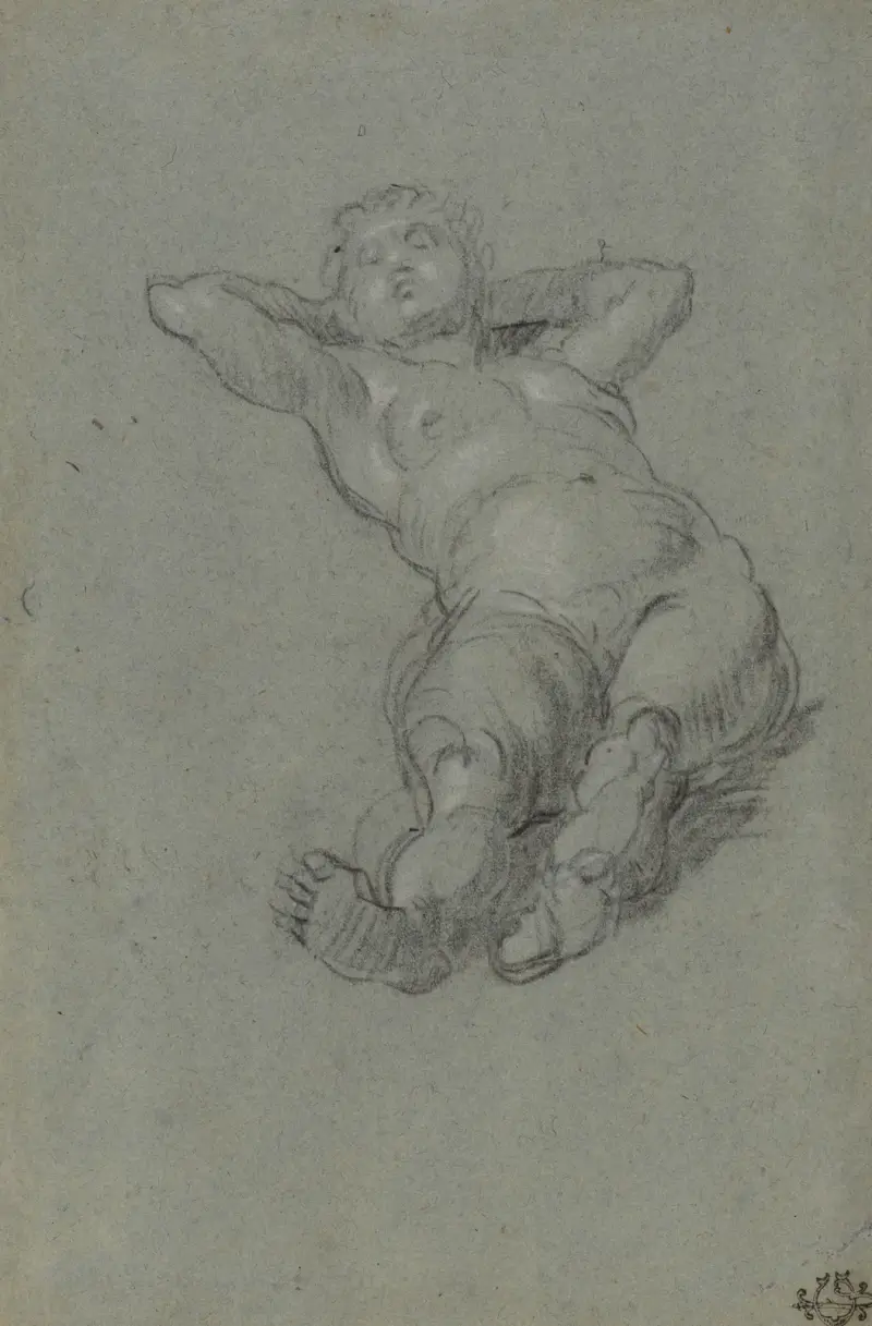Liggande kvinnlig nakenstudie – nr 5 av Domenico Tintoretto