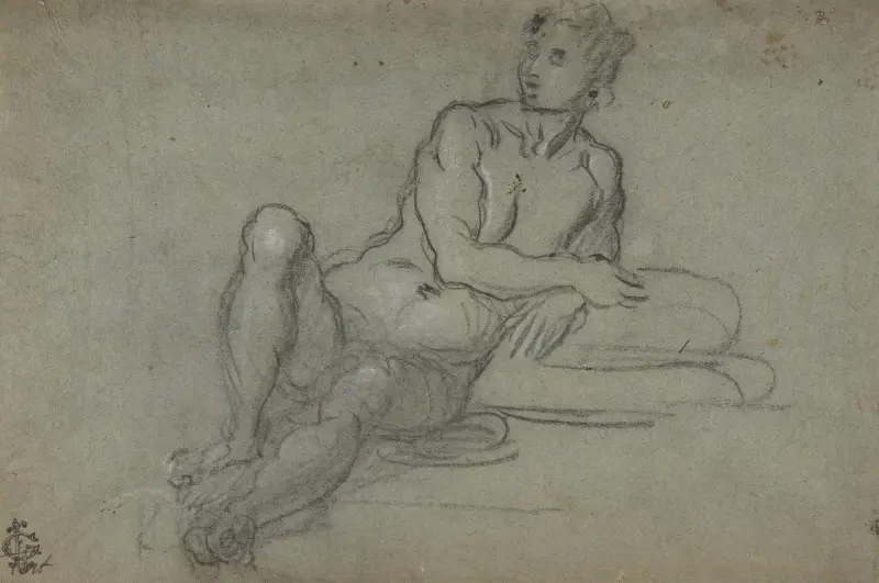 Reclining Female Nude Figure av Domenico Tintoretto