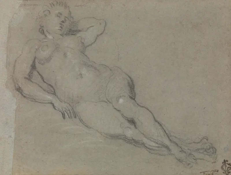 Reclining Female Nude – nr 1 av Domenico Tintoretto