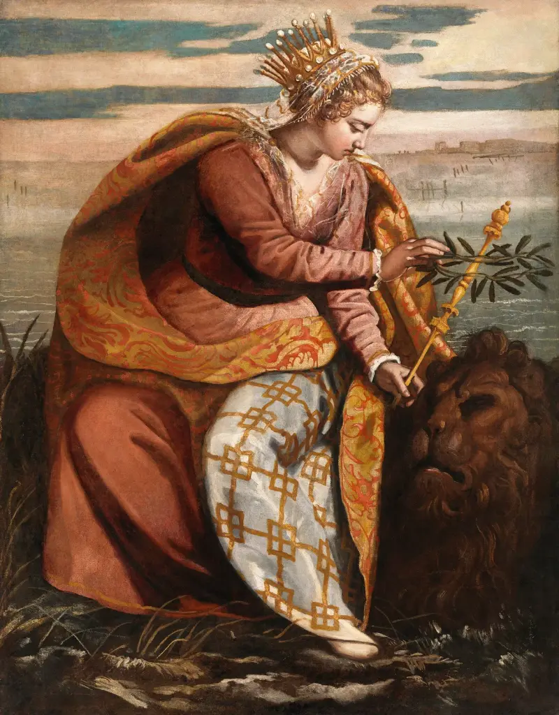 Venice, Queen of the Adriatic, Crowning the Lion of Saint Mark av Domenico Tintoretto