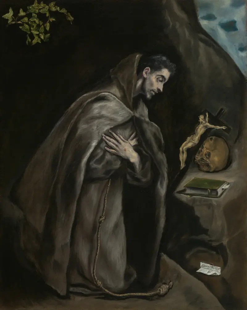 Der heilige Franziskus im Gebet kniend von El Greco (Domenikos Theotokopoulos)