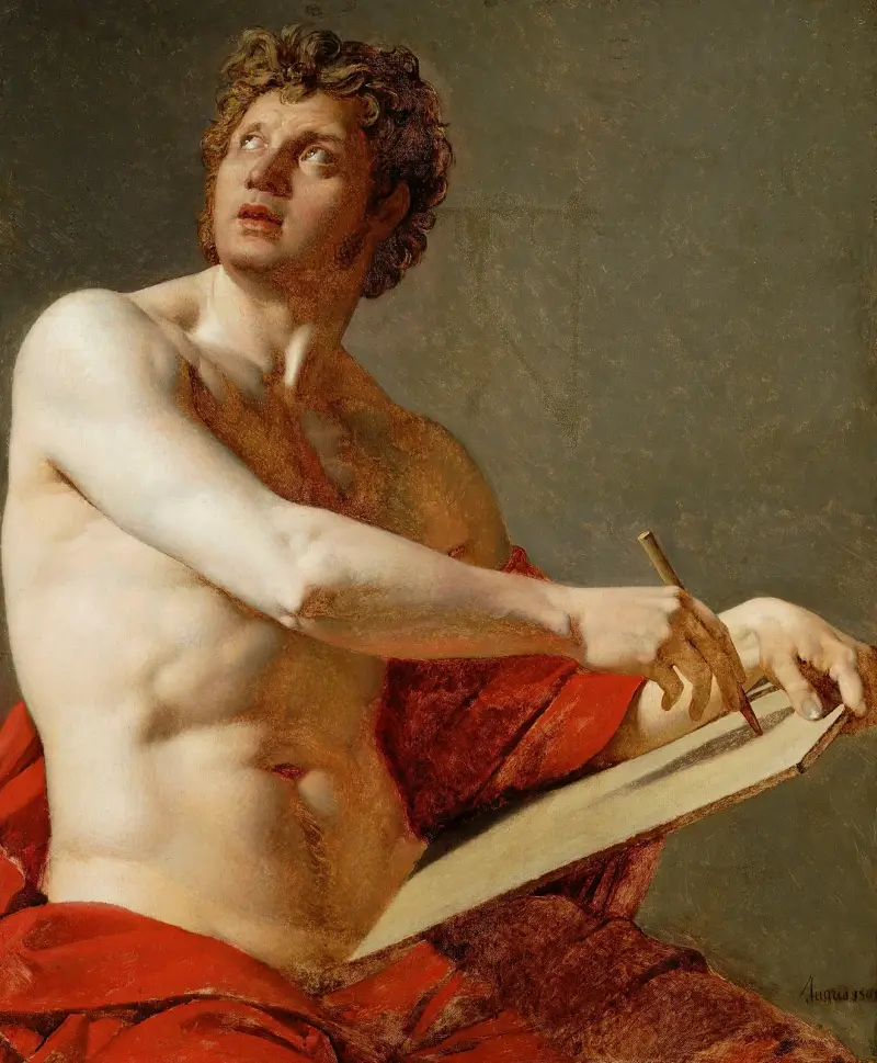 Academic study of a nude man av Jean Auguste Dominique Ingres