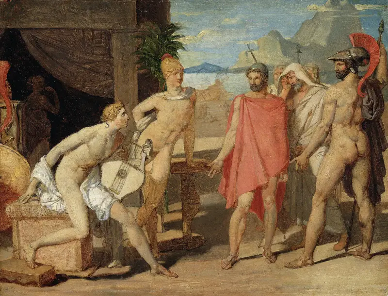 Achilles Receiving in his Tent the Envoys of Agamemnon av Jean Auguste Dominique Ingres