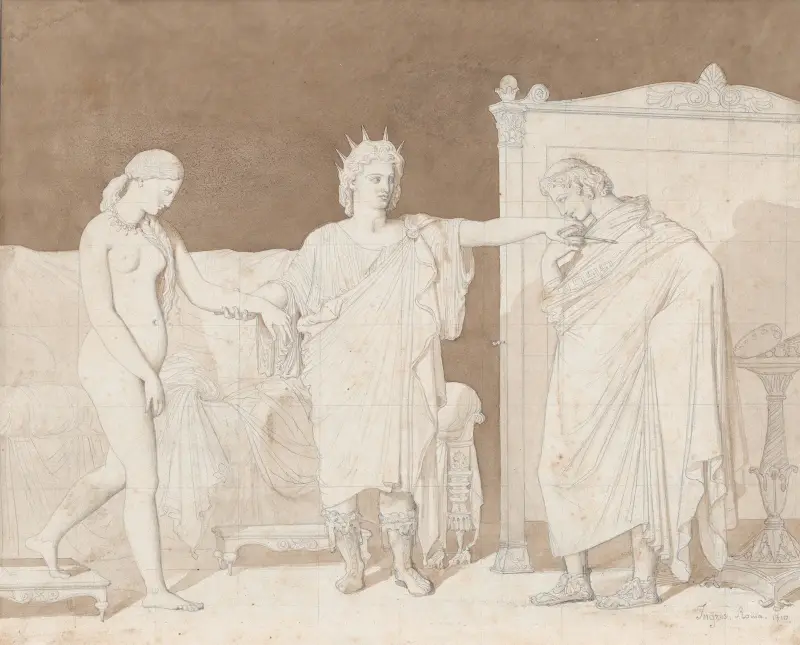 Alexander the Great presenting Campaspe to Apelles av Jean Auguste Dominique Ingres