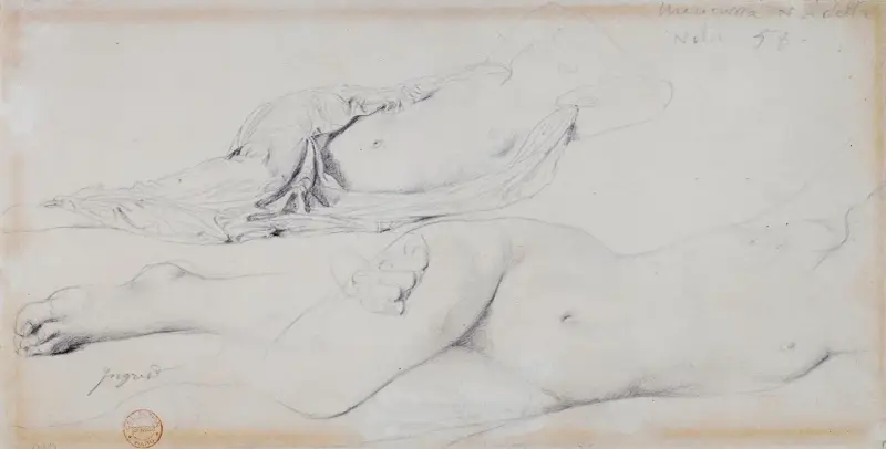 Etude pour l’Odalisque à l’esclave av Jean Auguste Dominique Ingres