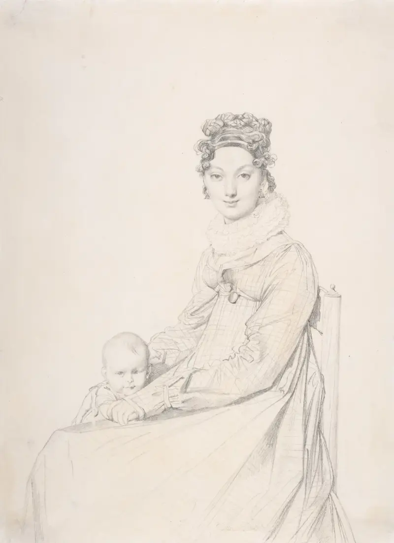 Madame Alexandre Lethière and Her Daughter Letizia av Jean Auguste Dominique Ingres