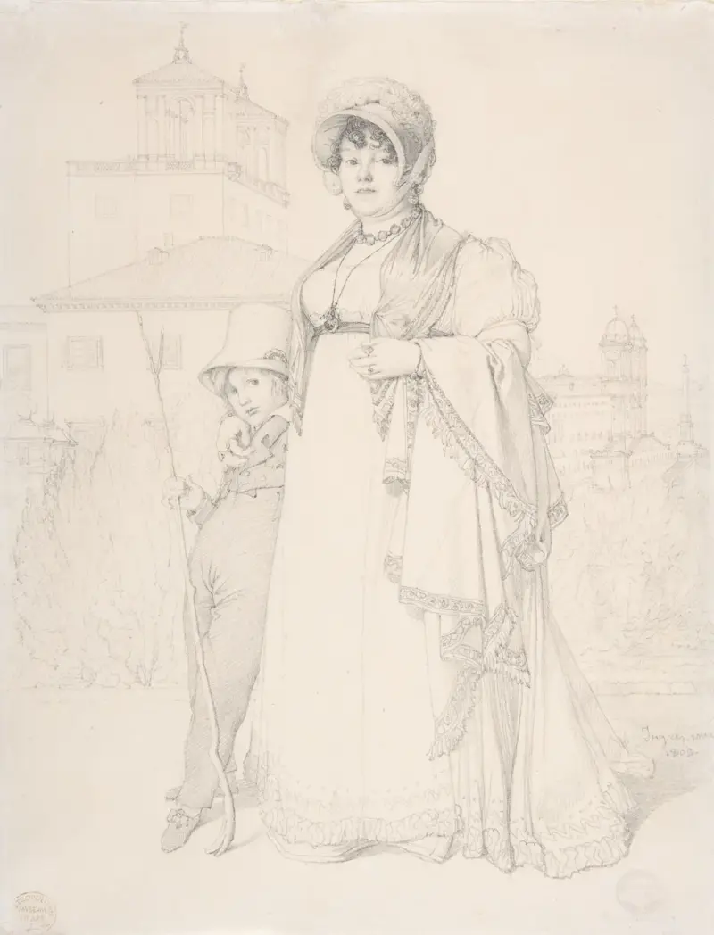 Fru Guillaume Guillon Lethière, född Marie-Joseph-Honorée Vanzenne, och hennes son Lucien Lethière av Jean Auguste Dominique Ingres