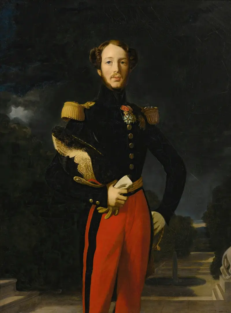 Porträtt av prins Ferdinand-Philippe, hertig av Orléans, framför trädgården till slottet Saint-Cloud av Jean Auguste Dominique Ingres