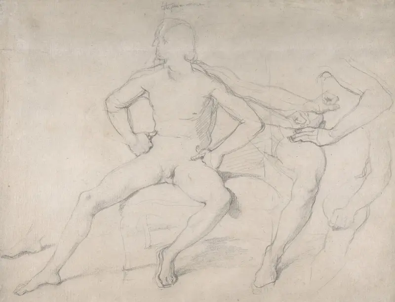 Study of a Seated Nude Male av Jean Auguste Dominique Ingres