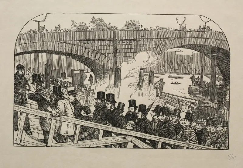 The Living Stream at London Bridge – Under the Bridge av George Du Maurier