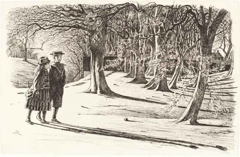Två barn i snön av George Du Maurier