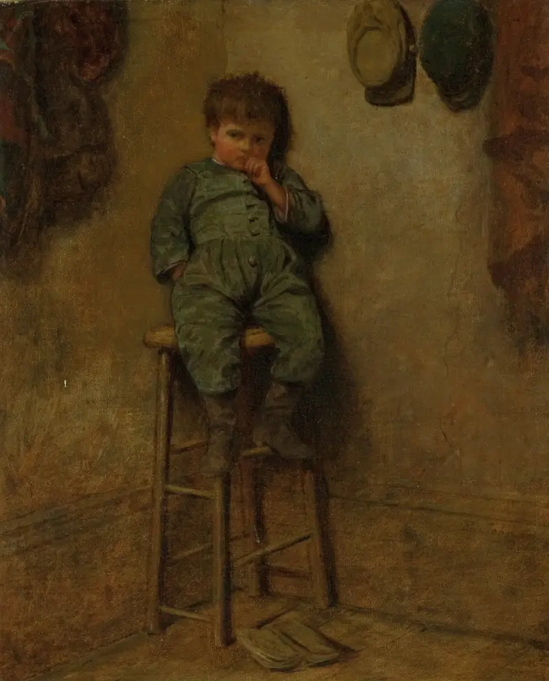 Liten pojke på pall av Eastman Johnson