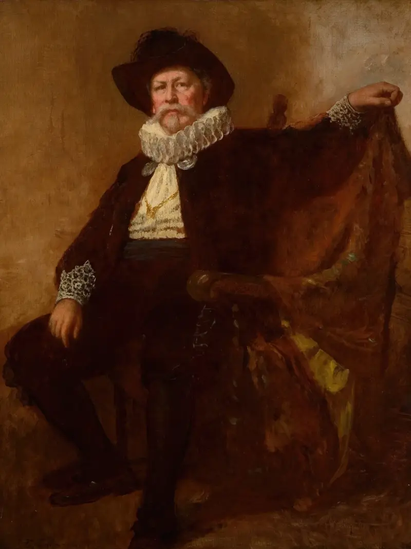Självporträtt i dräkten han bar på tolfte natt-firandet på countryklubben av Eastman Johnson
