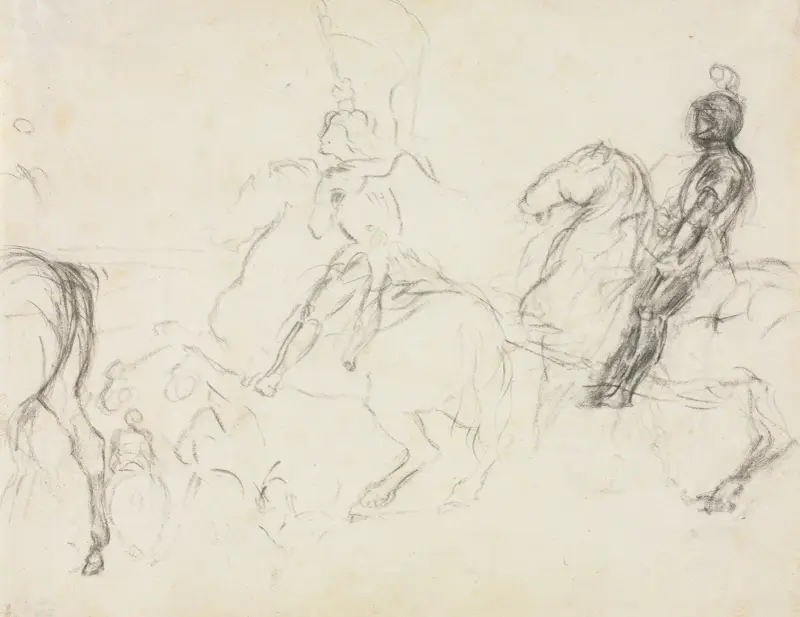 Battle Scene with Armored Figures on Horseback av Edgar Degas