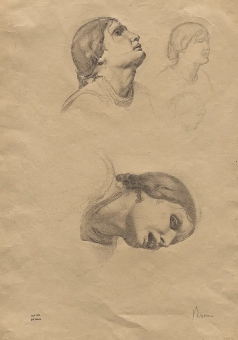 Four Studies of the Head of a Young Italian Woman av Edgar Degas