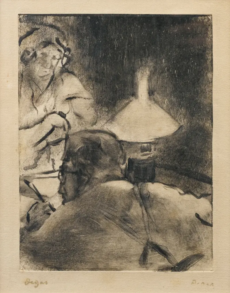 Lesung unter der Lampe von Edgar Degas