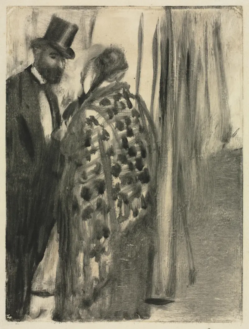 Ludovic Halévy and Madame Cardinal (The Conversation) for ‘La Famille Cardinal’ by Ludovic Halévy av Edgar Degas