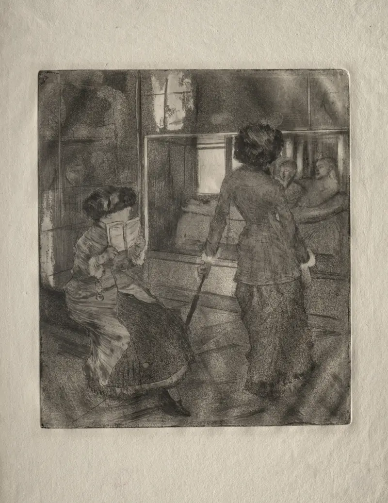 Mary Cassatt at the Louvre; The Etruscan Gallery av Edgar Degas