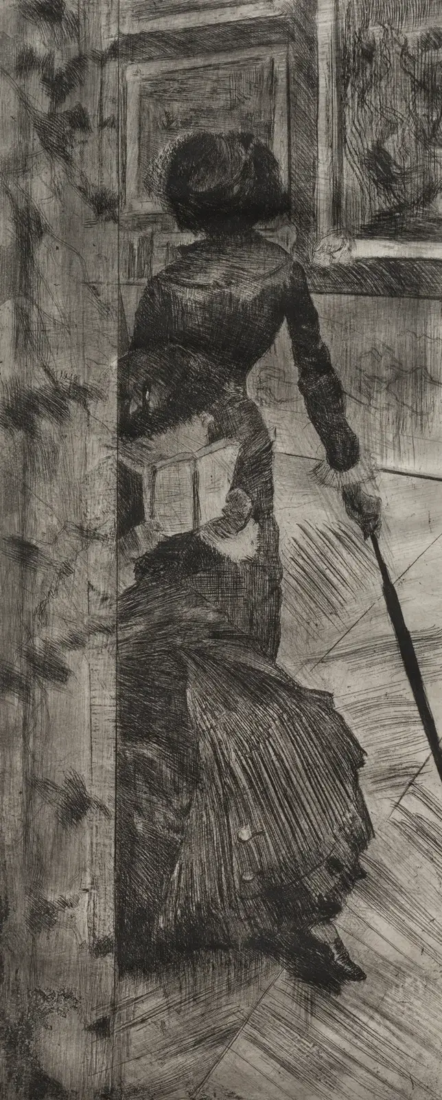 Mary Cassatt på Louvren; Målerigalleriet av Edgar Degas