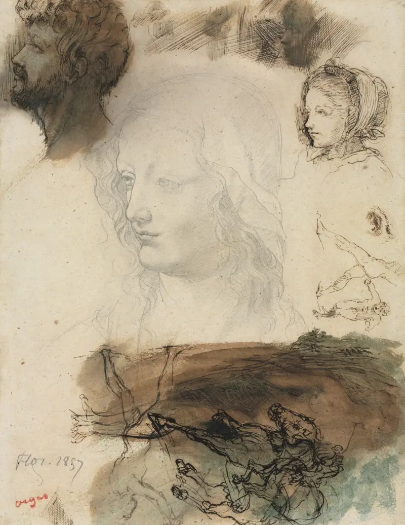 Sheet of Studies and Sketches av Edgar Degas