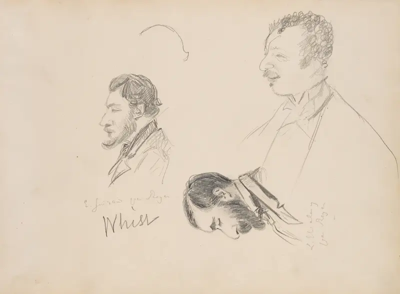 Sketches of Men in Profile av Edgar Degas