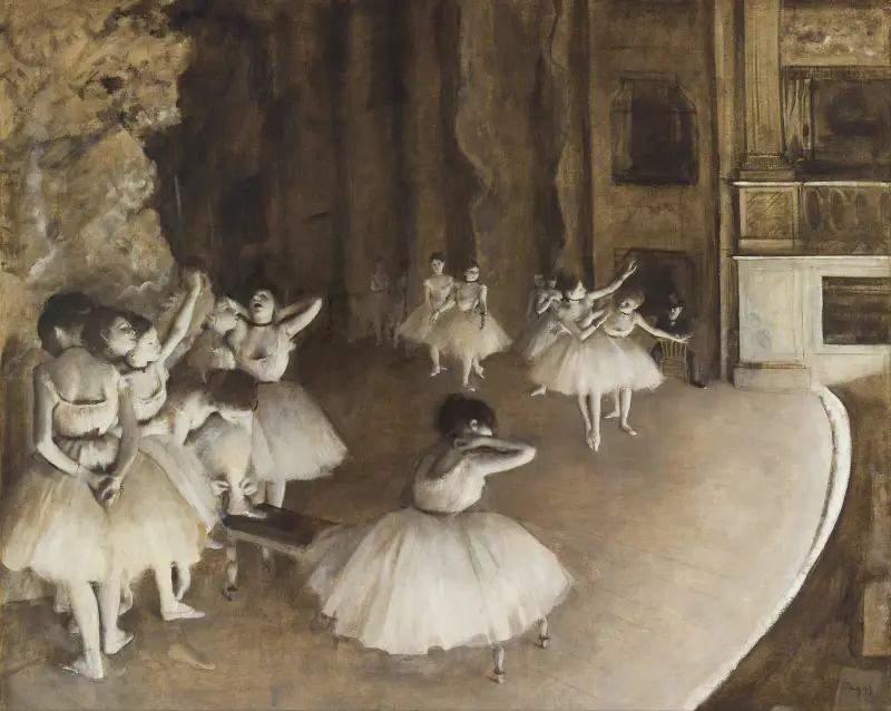 Balettrepetition på scenen av Edgar Degas