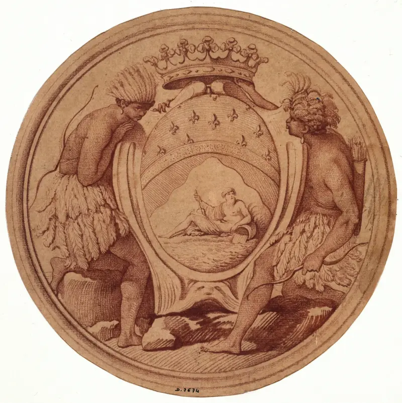 Projet de médaille pour la Compagnie des Indes av Edmé Bouchardon