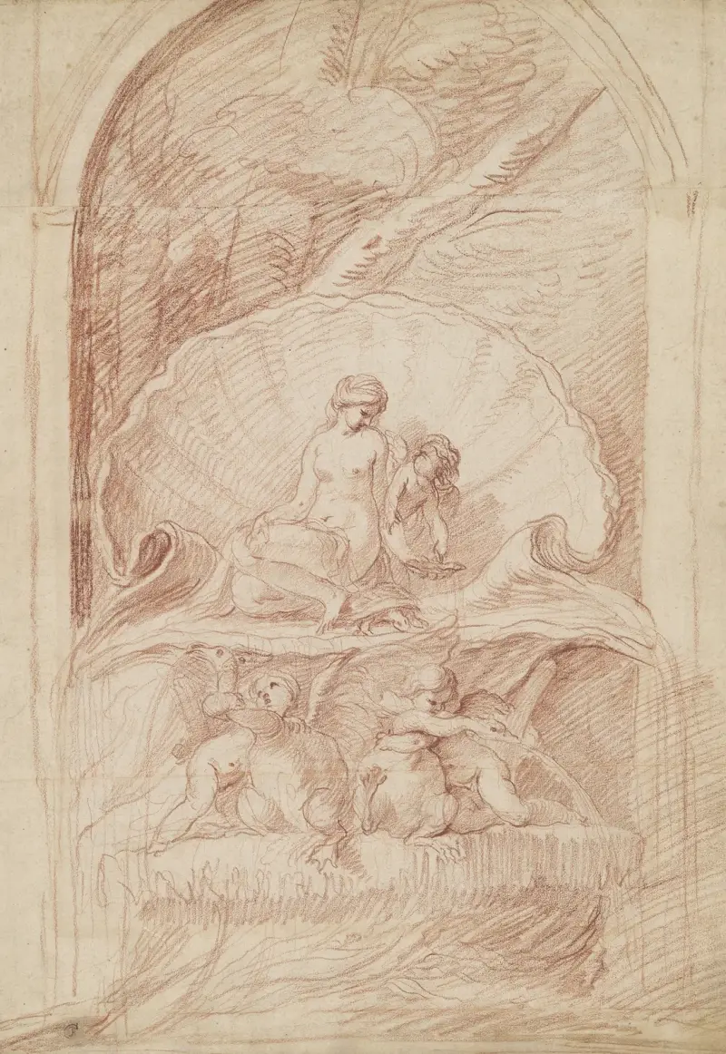 Rocaillefontän med Venus, amoriner och svanar av Edmé Bouchardon