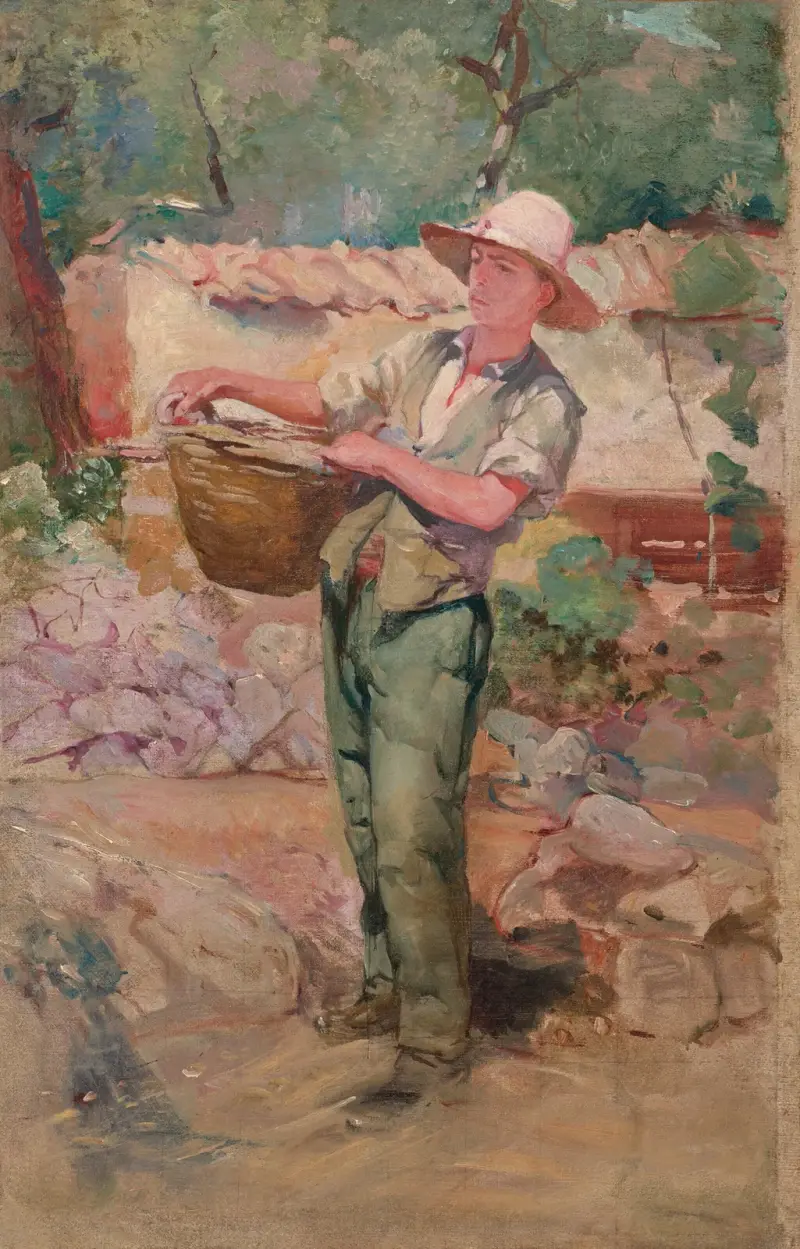 Ung pojke med korg av Henri-Edmond Cross