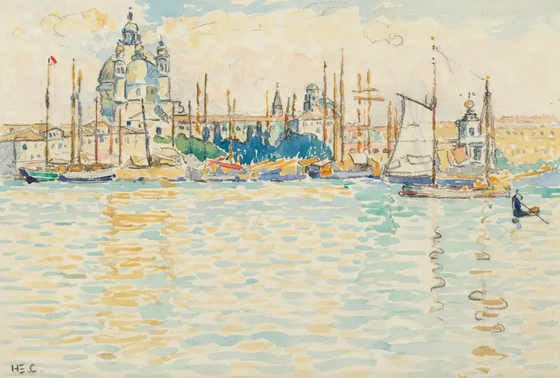 La Salute vue de la Giudecca, 10h du matin av Henri-Edmond Cross