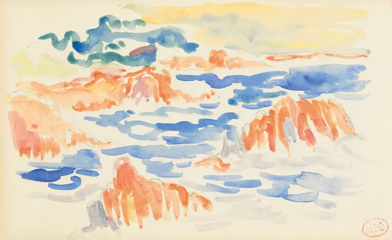 Morze z czerwonymi skałami w Le Trayas, Henri-Edmond Cross