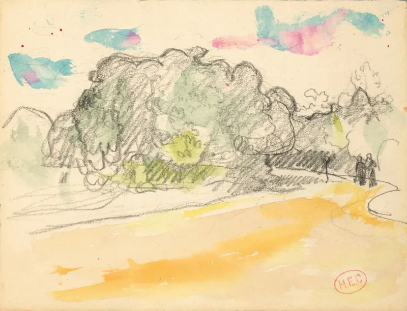 Paris, promenad i Bois de Boulogne av Henri-Edmond Cross