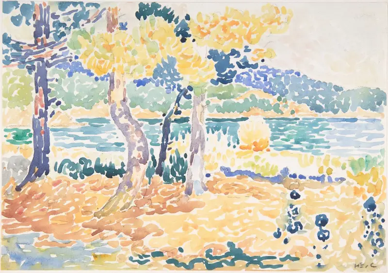 Tallar på kusten av Henri-Edmond Cross