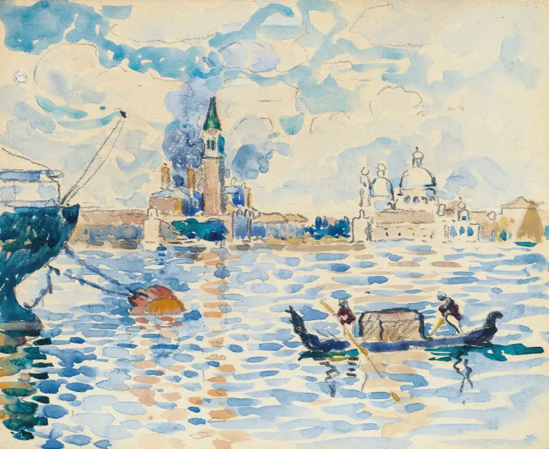 Venedig, vy från S:t Markusbassängen av Henri-Edmond Cross