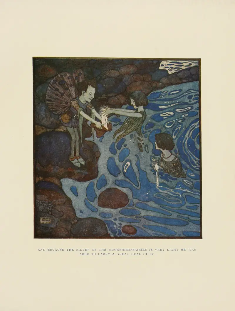 And because the silver of the moonshine-fairies is very light… av Edmund Dulac