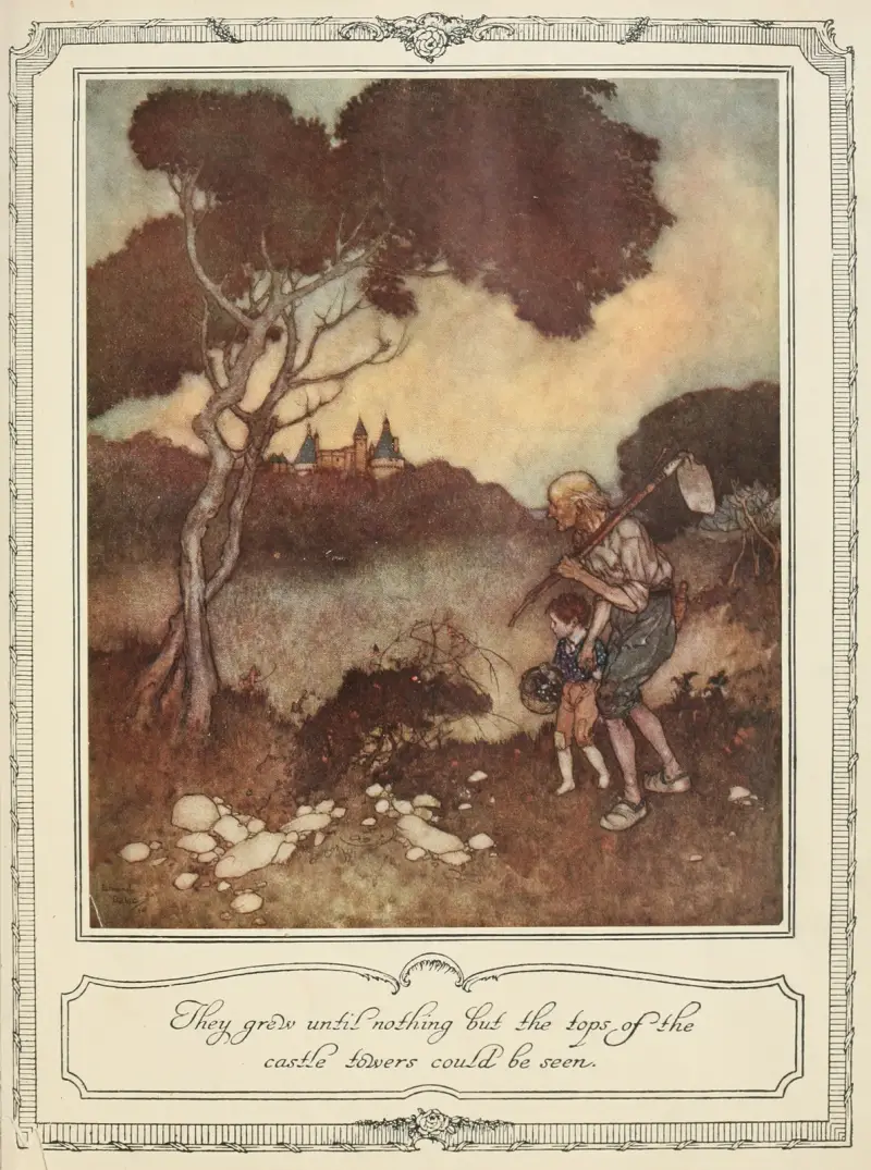 They grew until nothing but the tops of the castle towers could be seen av Edmund Dulac