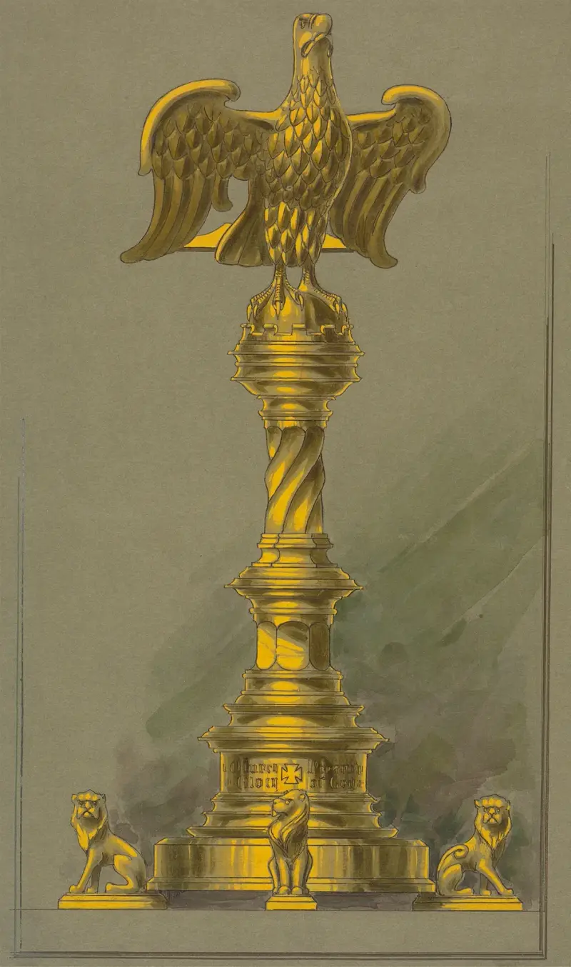 Design executed for Jones and Willis, metal and wood-workers and church furniture manufacturers of Birmingham and London – nr 14 av George Edmund Street