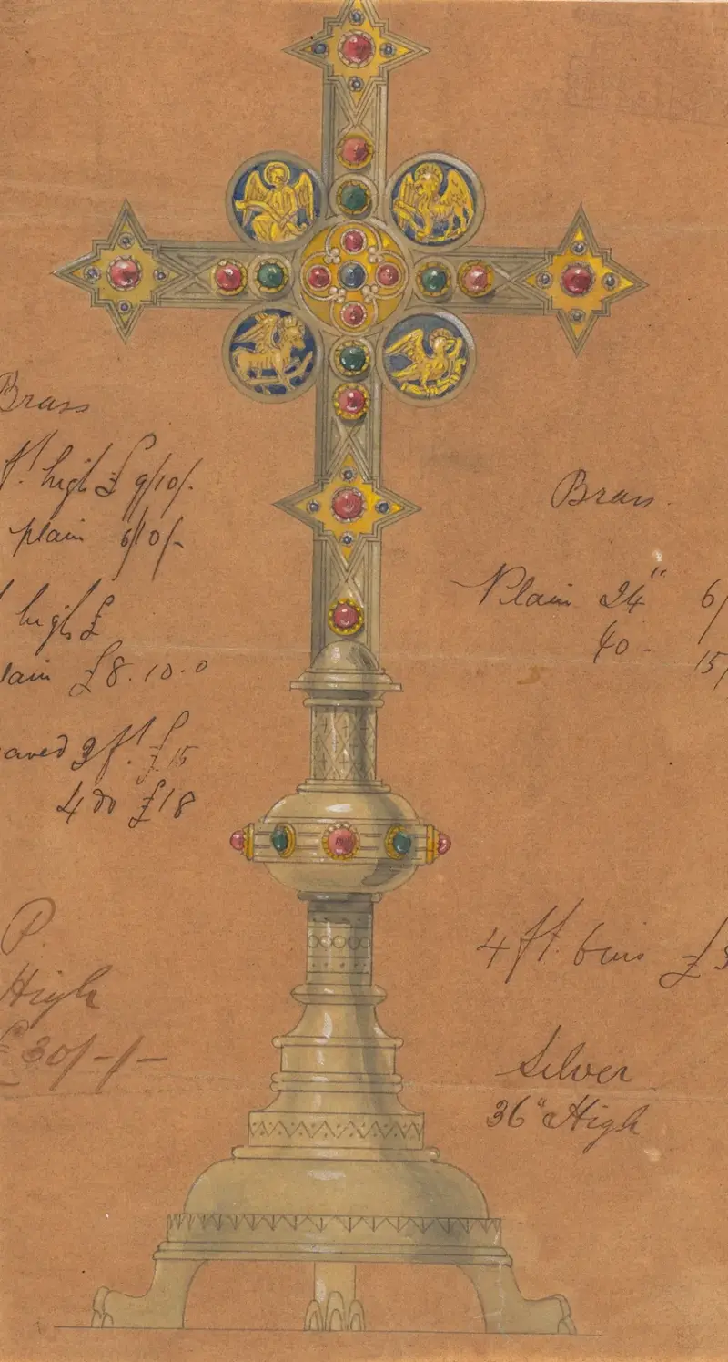 Design executed for Jones and Willis, metal and wood-workers and church furniture manufacturers of Birmingham and London – nr 19 av George Edmund Street