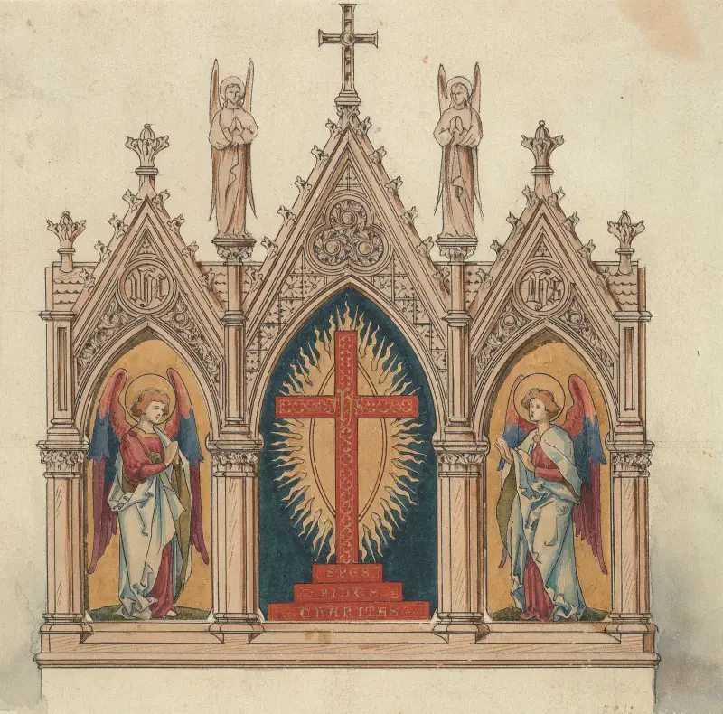 Designs executed for Jones and Willis, metal and wood-workers and church furniture manufacturers of Birmingham and London 8 av George Edmund Street