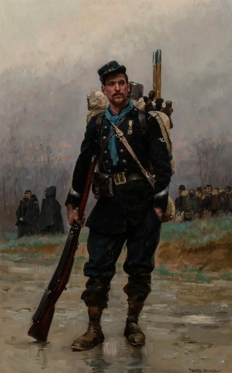 En fransk infanterist från fransk-tyska kriget av Jean-Baptiste Édouard Detaille