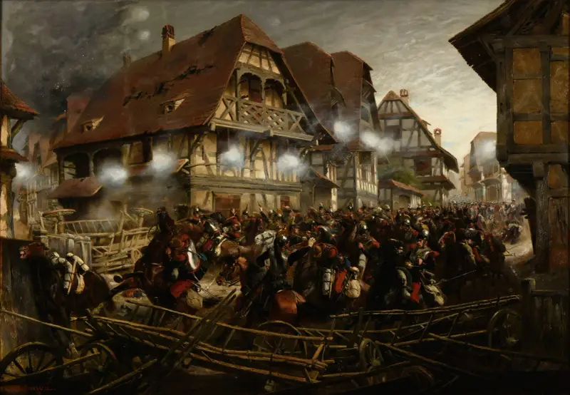 Angriff des 9. Kürassier-Regiments im Dorf Morsbronn von Jean-Baptiste Édouard Detaille