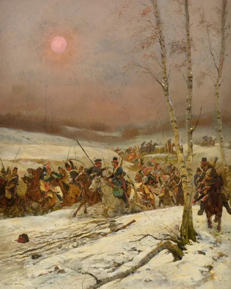 Cossacks Attacked By The Guard Of Honor During Napoleon’s Russian Campaign av Jean-Baptiste Édouard Detaille