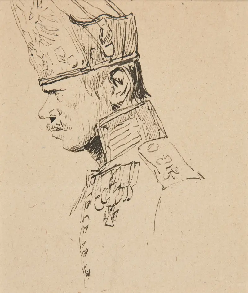 Head of a Grenadier in Profile av Jean-Baptiste Édouard Detaille